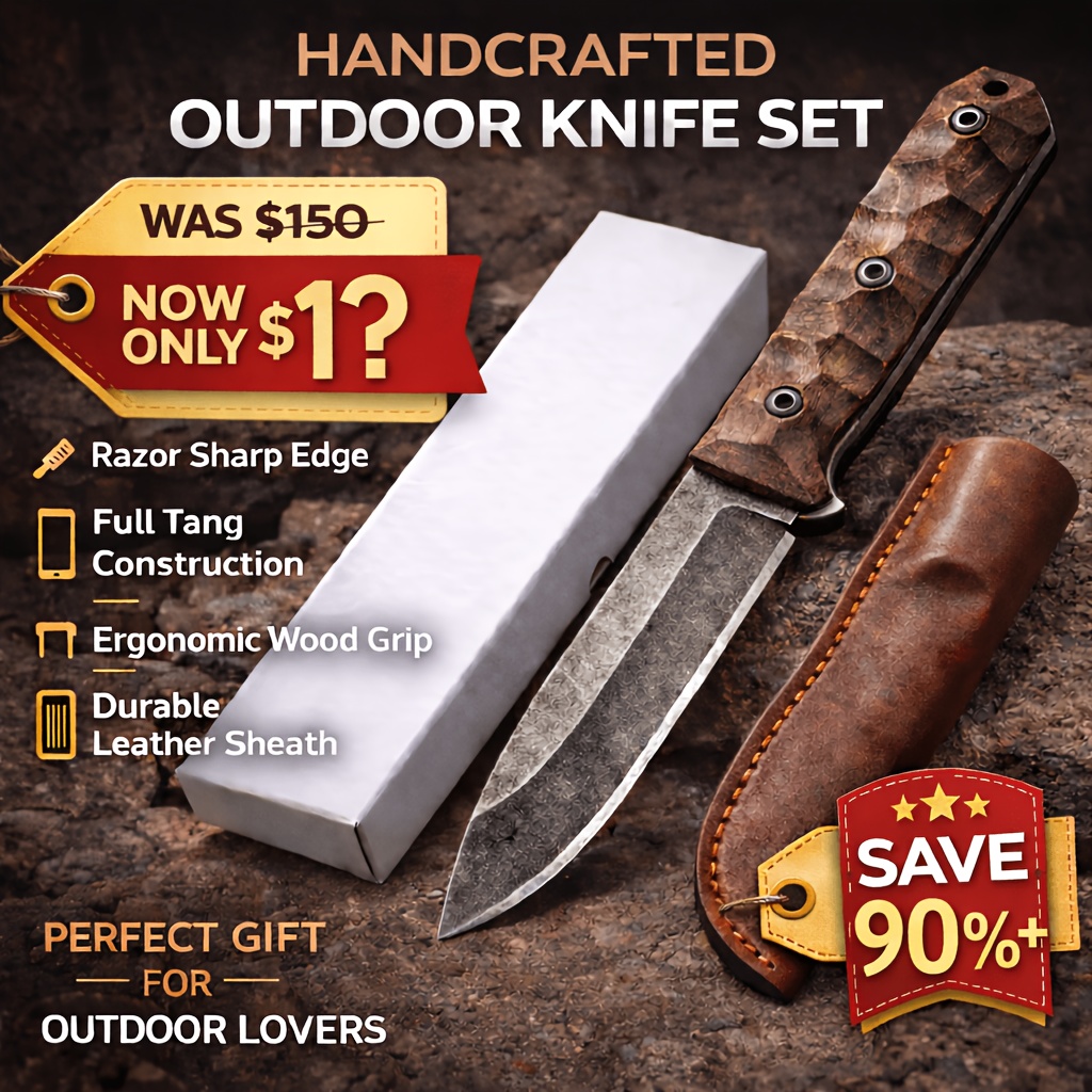 Bushcraft Knife Fixed - Couteau utilitaire d'extérieur à lame en