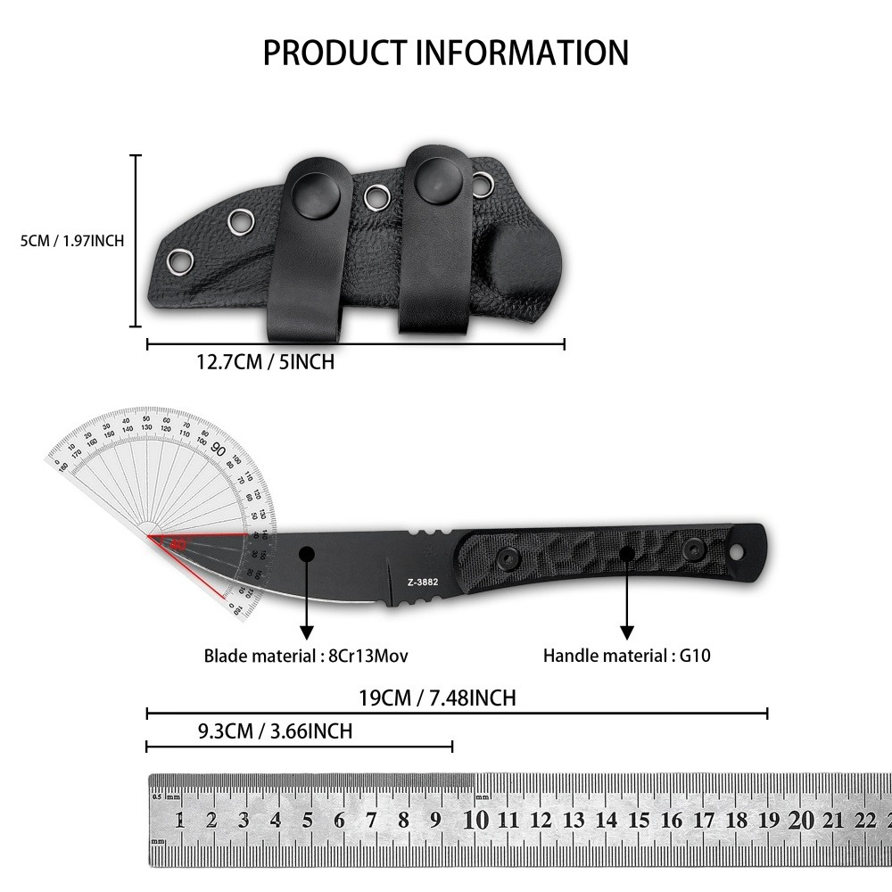 Couteau fixe compact Z3882 pou - Bushcraft Knife Fixed avis et prix